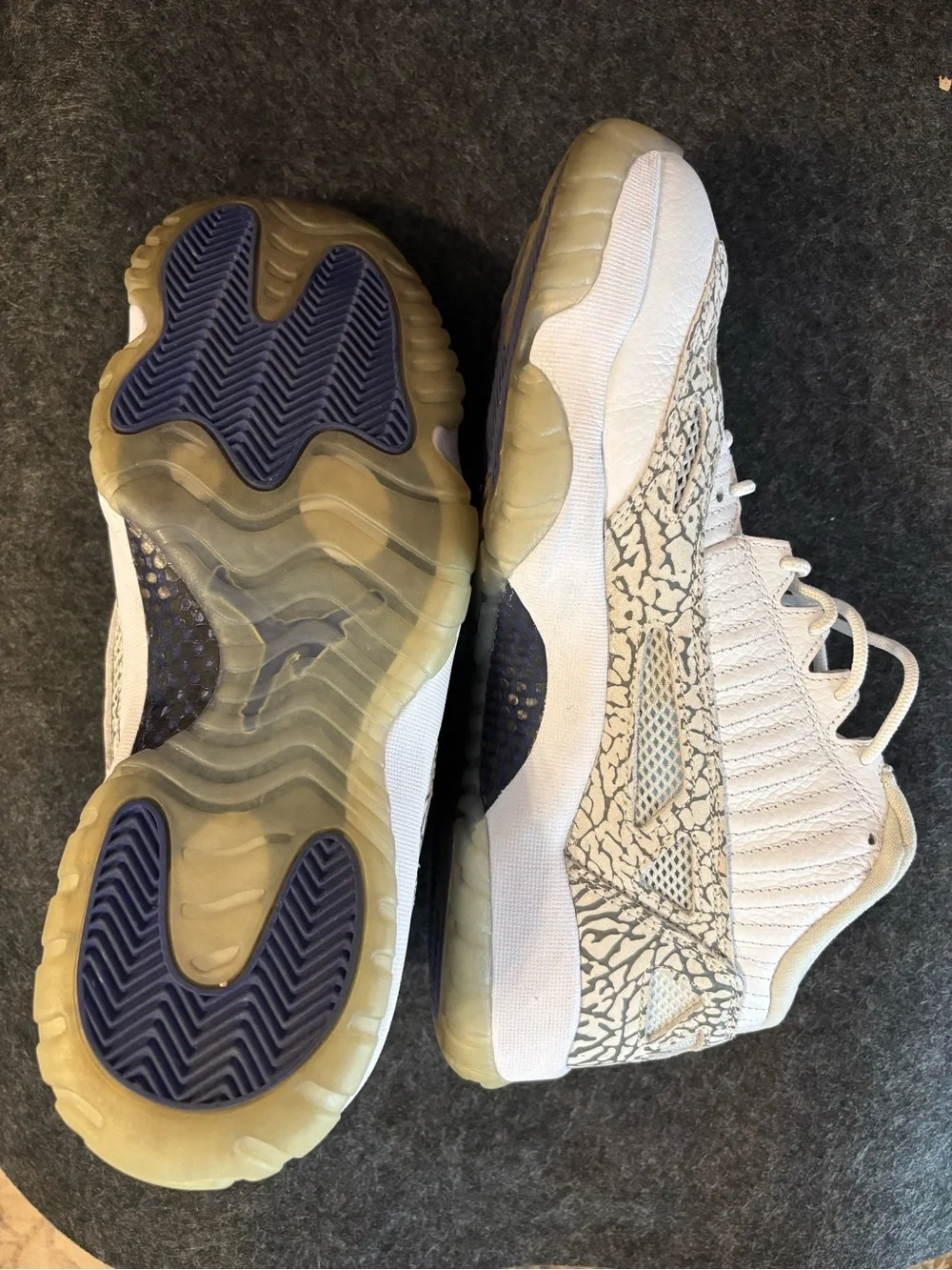 Jordan Low-Top Sneakers in White and Grey with Elephant Print